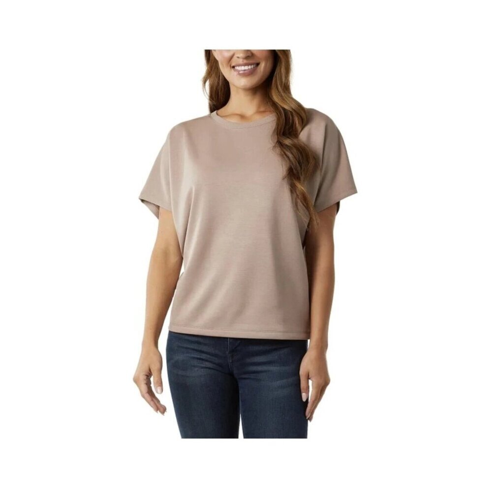 NWT 32 Degrees Cool Women's XXL Taupe Short Sleeve Relaxed Fit Top C0459